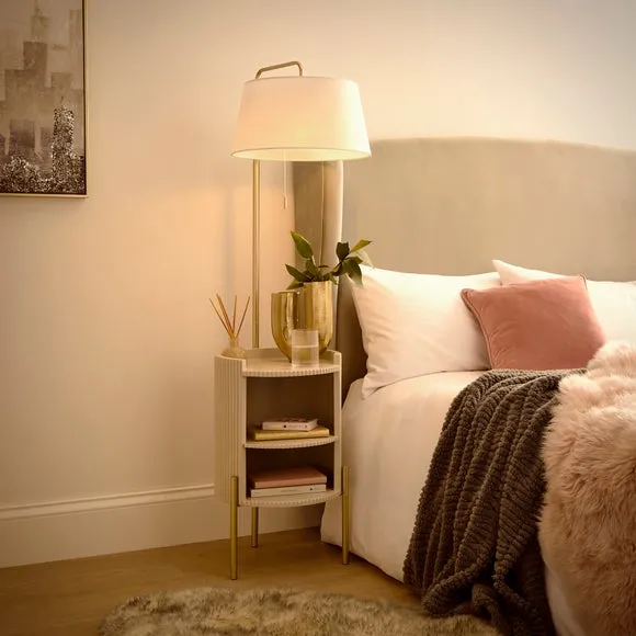 Adjustable Floor Lamp with Storage - Natural