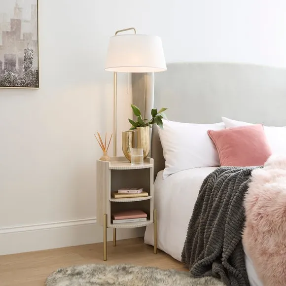 Adjustable Floor Lamp with Storage - Natural