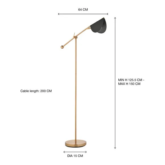 Adjustable Floor Lamp with Switch - Gold, Metal