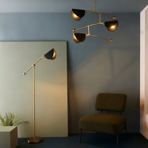 Adjustable Floor Lamp with Switch - Gold, Metal