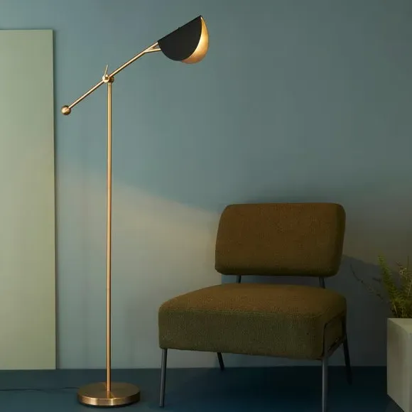 Adjustable Floor Lamp with Switch - Gold, Metal image