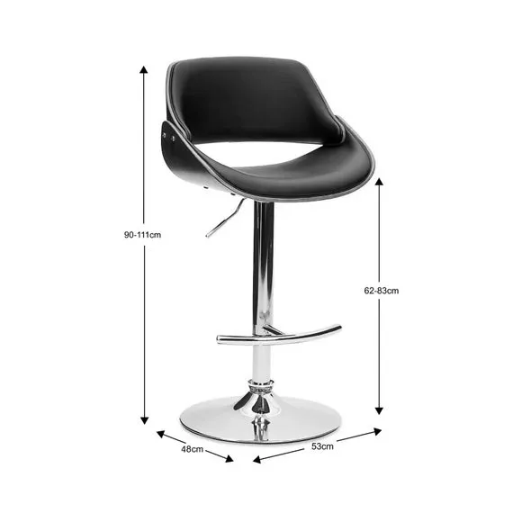 Adjustable Height Bar Stool - Black, Faux Leather