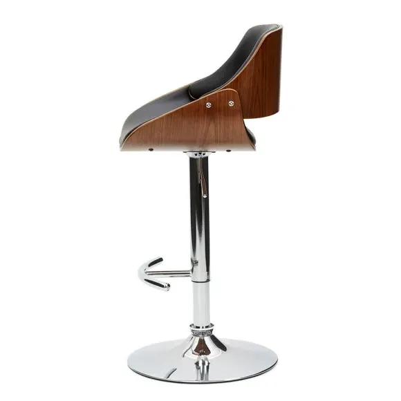 Adjustable Height Bar Stool - Black, Faux Leather