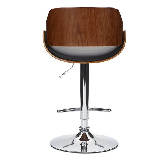 Adjustable Height Bar Stool - Black, Faux Leather
