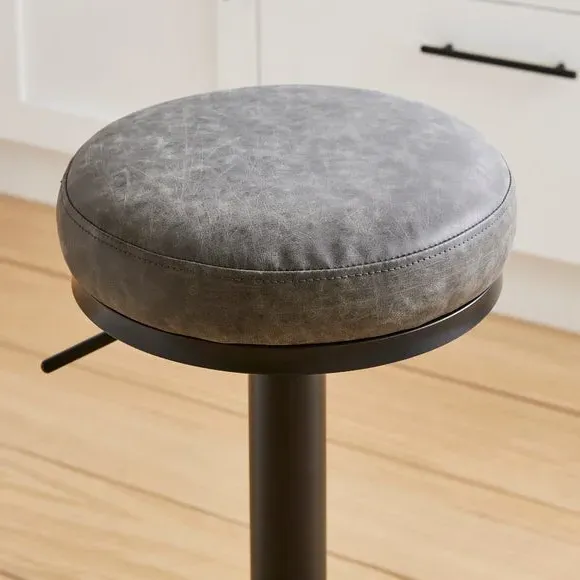 Adjustable Height Bar Stool - Charcoal, Faux Leather