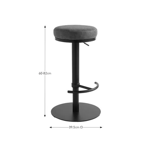 Adjustable Height Bar Stool - Charcoal, Faux Leather