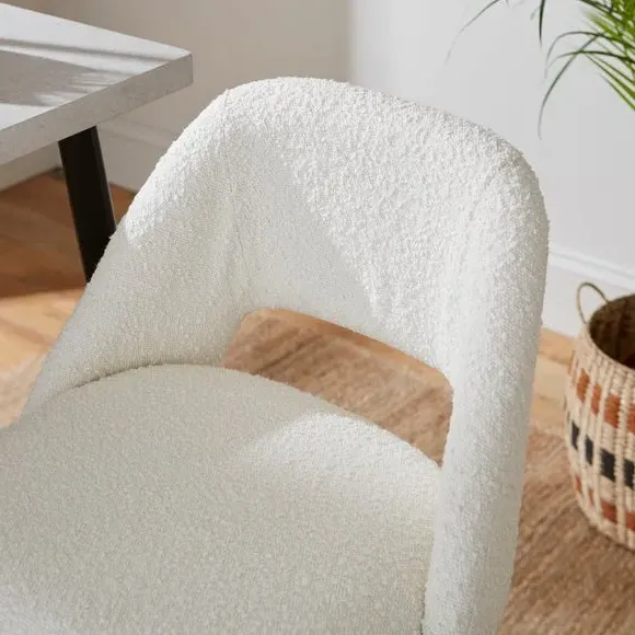 Adjustable Height Bar Stool - Ivory, Boucle