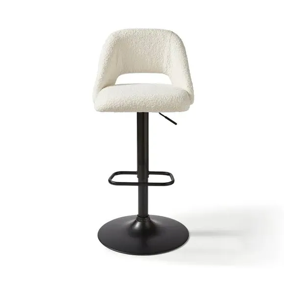 Adjustable Height Bar Stool - Ivory, Boucle