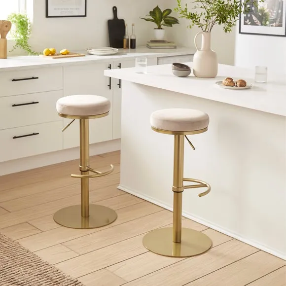 Adjustable Height Bar Stool - Mink, Velvet