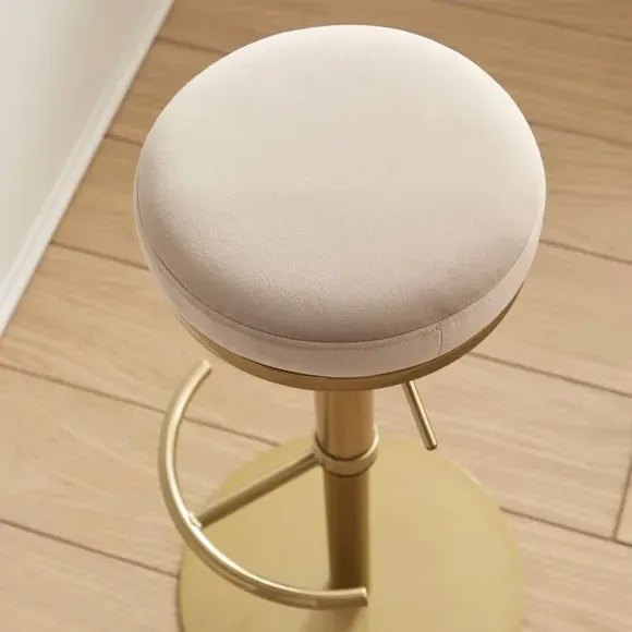 Adjustable Height Bar Stool - Mink, Velvet