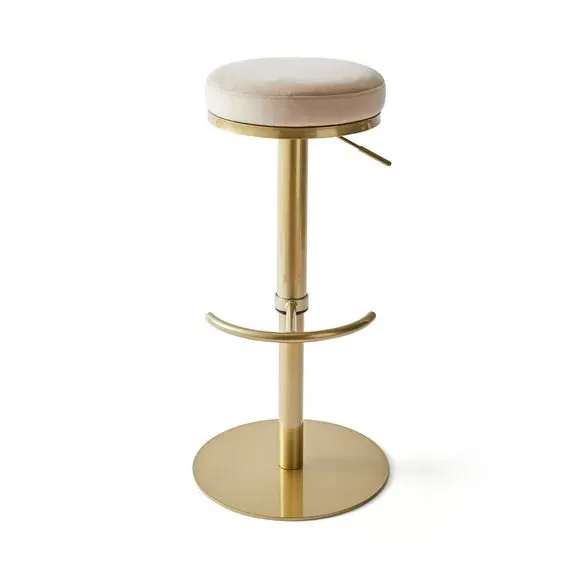 Adjustable Height Bar Stool - Mink, Velvet