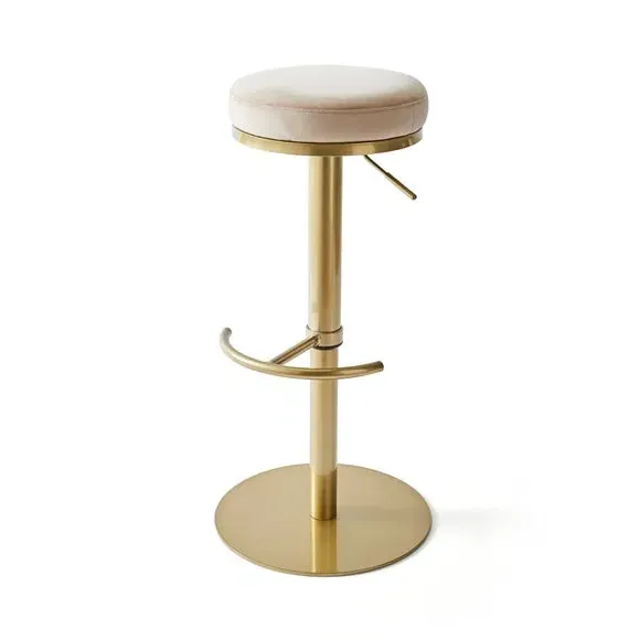 Adjustable Height Bar Stool - Mink, Velvet