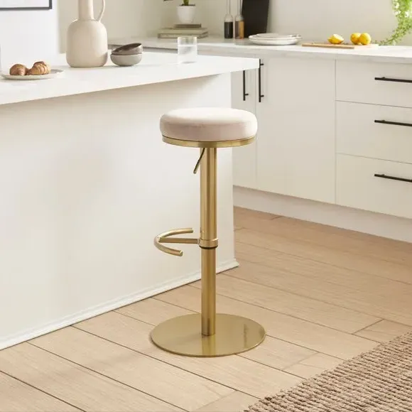 Adjustable Height Bar Stool - Mink, Velvet image