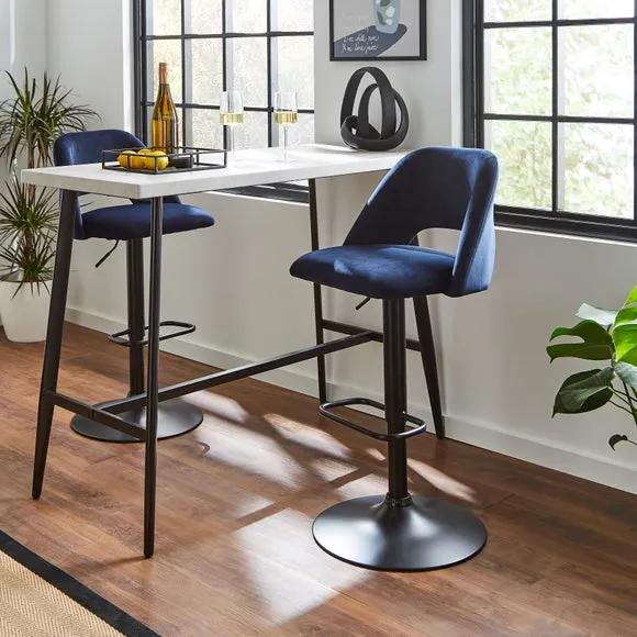 Adjustable Height Bar Stool - Navy, Velvet