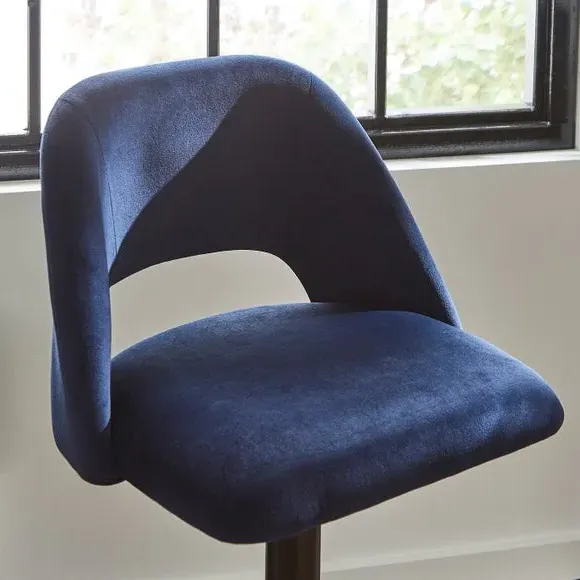 Adjustable Height Bar Stool - Navy, Velvet