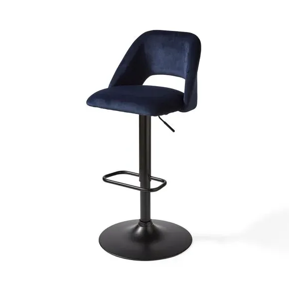 Adjustable Height Bar Stool - Navy, Velvet