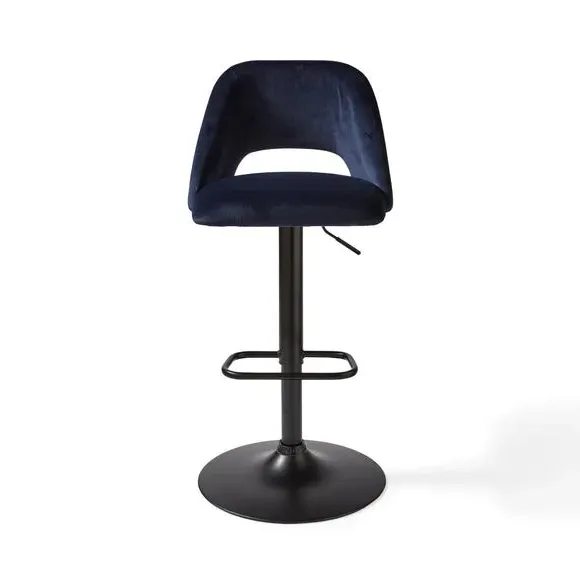 Adjustable Height Bar Stool - Navy, Velvet