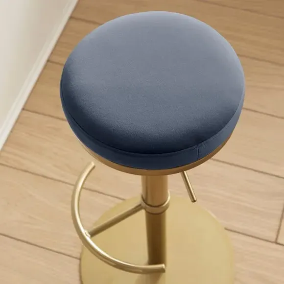 Adjustable Height Bar Stool - Navy, Velvet