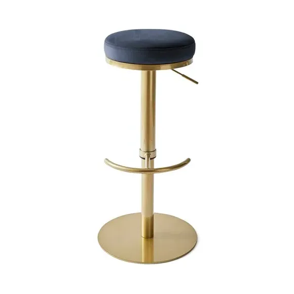 Adjustable Height Bar Stool - Navy, Velvet