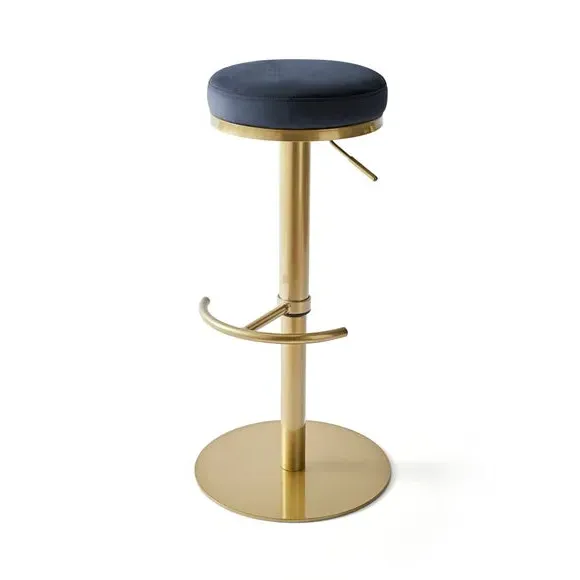 Adjustable Height Bar Stool - Navy, Velvet