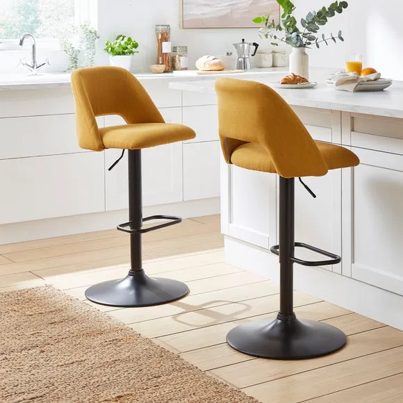 Adjustable Height Bar Stool - Old Gold, Fabric