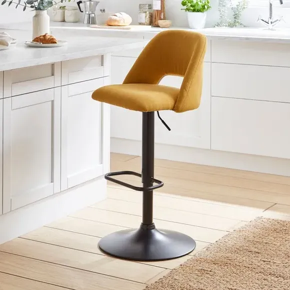 Adjustable Height Bar Stool - Old Gold, Fabric image