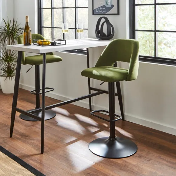 Adjustable Height Bar Stool - Olive, Velvet