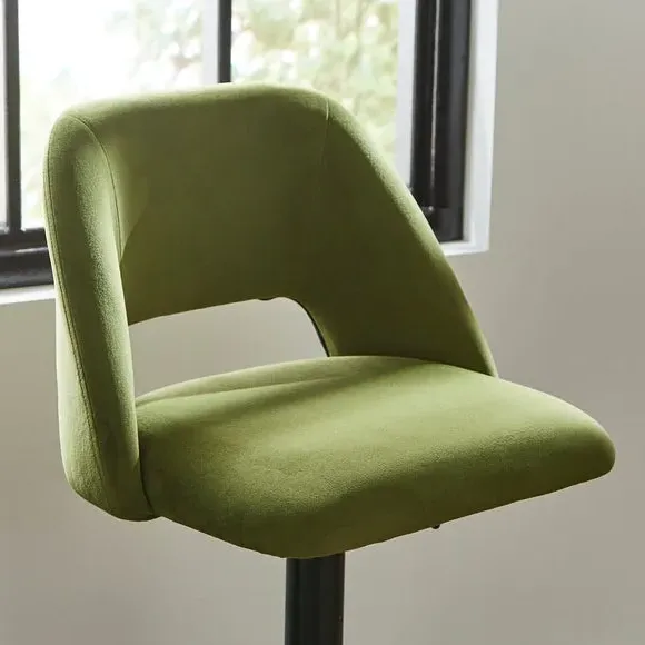 Adjustable Height Bar Stool - Olive, Velvet