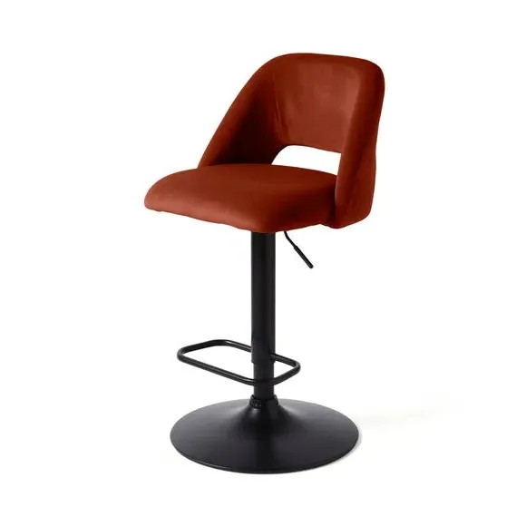 Adjustable Height Bar Stool - Orange, Velvet