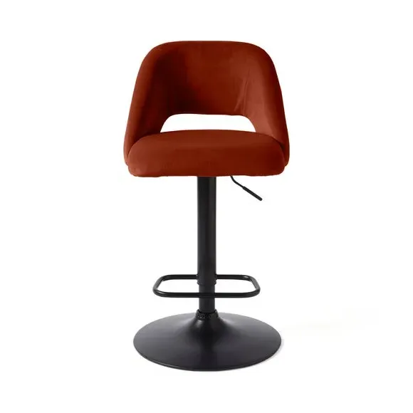 Adjustable Height Bar Stool - Orange, Velvet