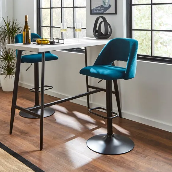 Adjustable Height Bar Stool - Peacock, Velvet