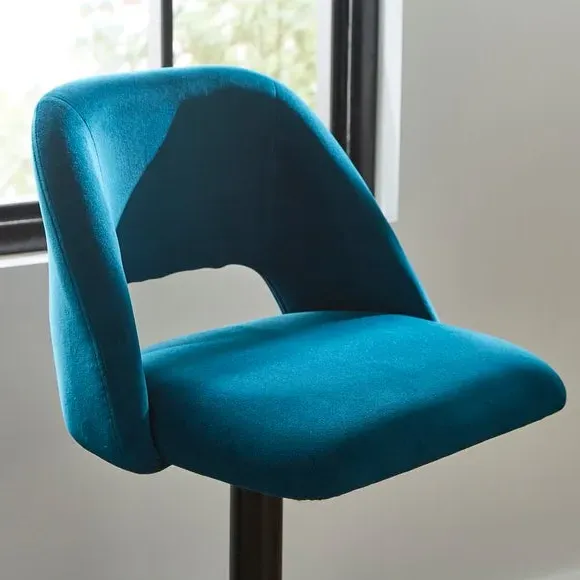 Adjustable Height Bar Stool - Peacock, Velvet