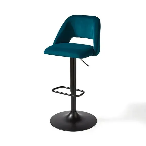 Adjustable Height Bar Stool - Peacock, Velvet