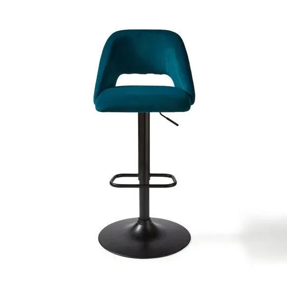 Adjustable Height Bar Stool - Peacock, Velvet
