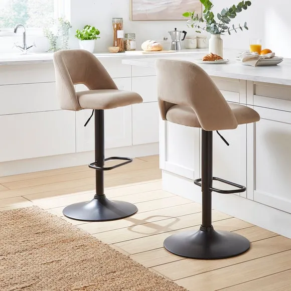 Adjustable Height Bar Stool - Pebble, Velvet