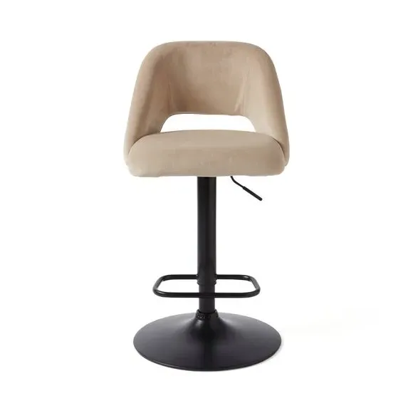 Adjustable Height Bar Stool - Pebble, Velvet