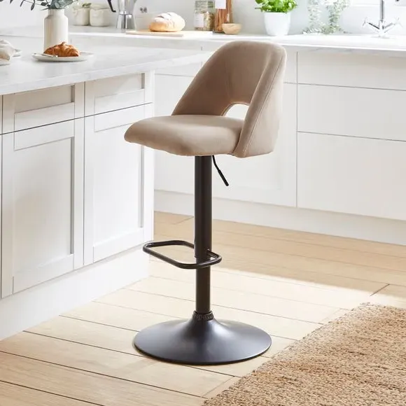 Adjustable Height Bar Stool - Pebble, Velvet