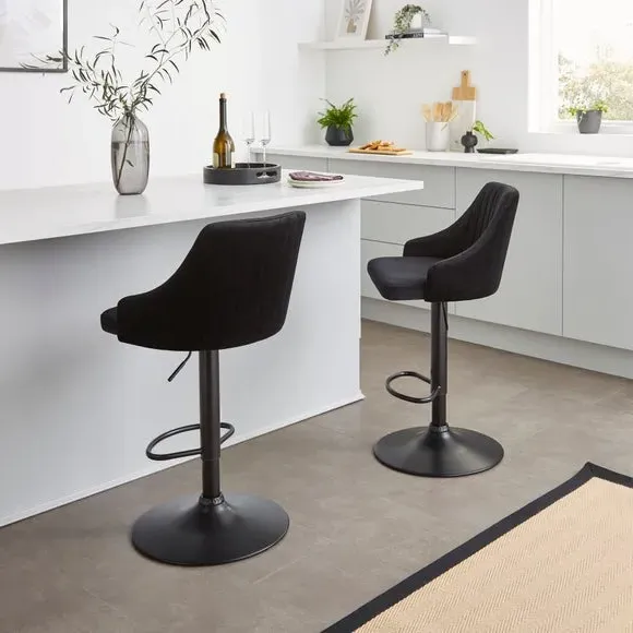 Adjustable Height Barstool - Black, Velvet