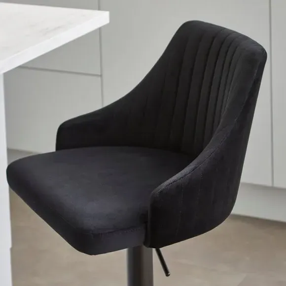 Adjustable Height Barstool - Black, Velvet