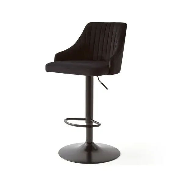 Adjustable Height Barstool - Black, Velvet