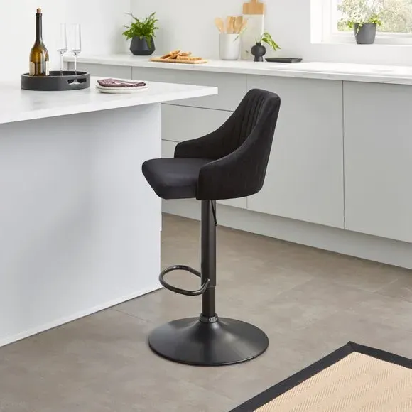 Adjustable Height Barstool - Black, Velvet image