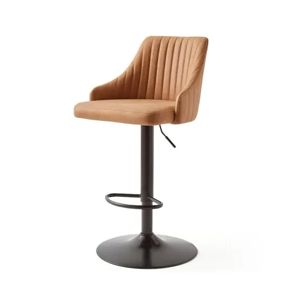 Adjustable Height Barstool - Brown, Faux Leather