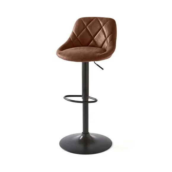 Adjustable Height Barstool - Brown, Faux Suede