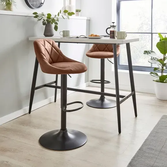 Adjustable Height Barstool - Brown, Faux Suede image