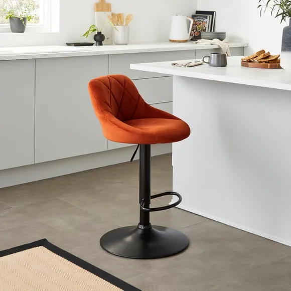 Adjustable Height Barstool - Burnt Orange, Velvet image