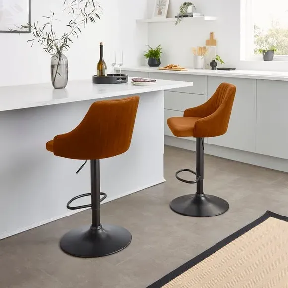 Adjustable Height Barstool - Caramel, Velvet