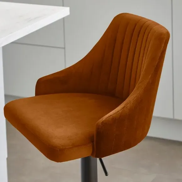 Adjustable Height Barstool - Caramel, Velvet