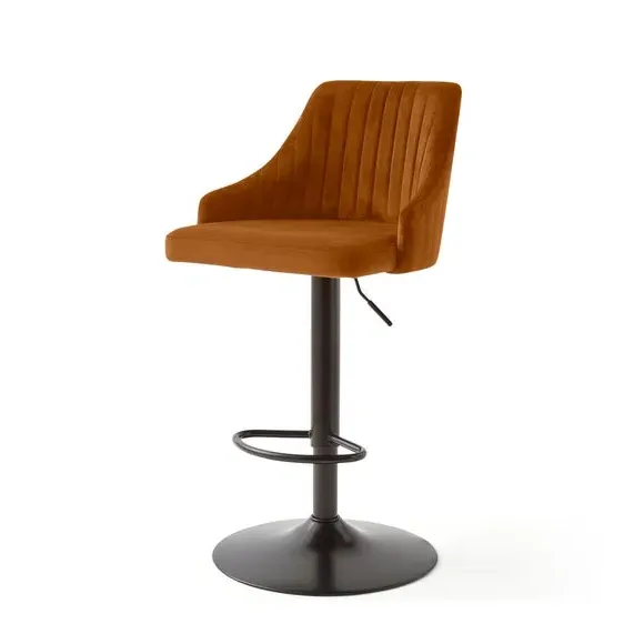 Adjustable Height Barstool - Caramel, Velvet