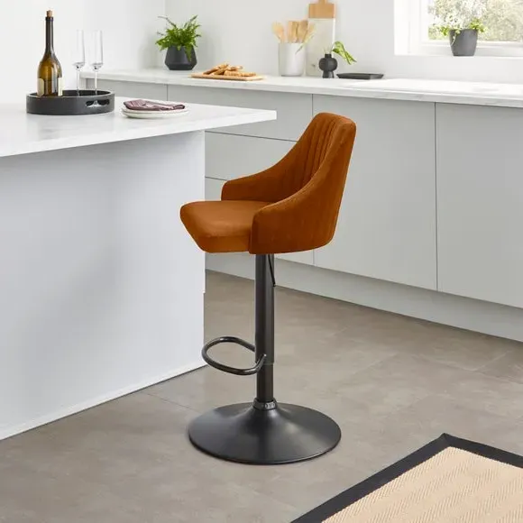 Adjustable Height Barstool - Caramel, Velvet