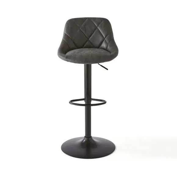 Adjustable Height Barstool - Grey, Faux Suede
